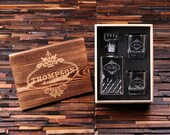 His and Hers Couple Gift Whiskey Decanter and Rocks Tumbler Glasses