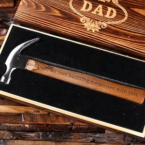 Engraved Personalized Hammer with Wood Box Customized Father of Bride Groomsmen Home Builder Construction Worker Gift, Father's Day Dad Gift image 1