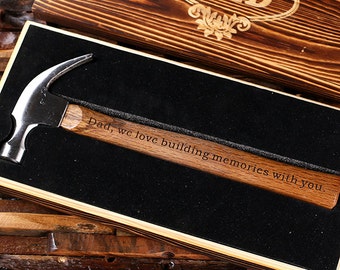 Engraved Personalized Hammer with Wood Box Customized Father of Bride Groomsmen Home Builder Construction Worker Gift, Father's Day Dad Gift