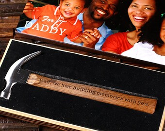 Engraved Personalized Hammer with Wood Box Customized Father of Bride Groomsmen Home Builder Construction Worker Gift, Father's Day Dad Gift