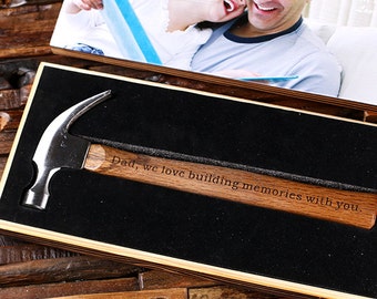 Engraved Personalized Hammer with Wood Box Customized Father of Bride Groomsmen Home Builder Construction Worker Gift, Father's Day Dad Gift