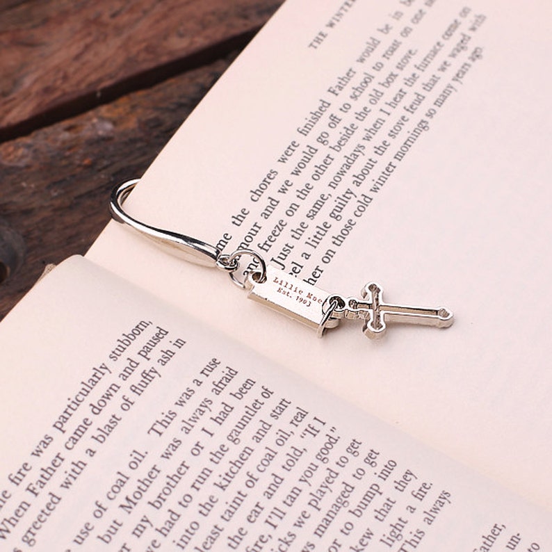 Personalized Stainless Steel Bookmark Monogram Engraved Cross Etsy