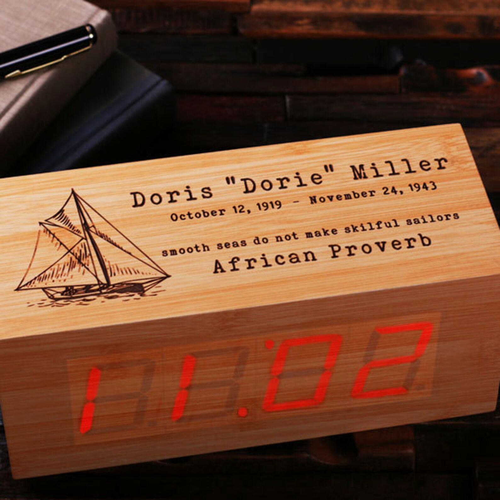 Engraved Personalized Digital Wood Alarm Clock Customized Etsy