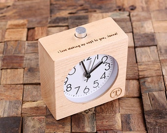 Personalized Wood Quartz Alarm Clock
