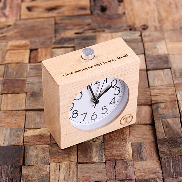 Personalized Wood Quartz Alarm Clock