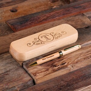 Personalized Wood Desktop Pen Set Engraved and Monogrammed Corporate Promotional Gift 025331 image 4