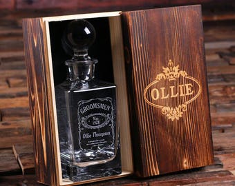 Whiskey Scotch Decanter Bottle with Optional Wood Box