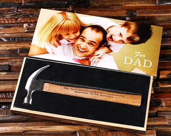 Engraved Personalized Hammer with Wood Box Customized Father of Bride Groomsmen Home Builder Construction Worker Gift, Father's Day Dad Gift