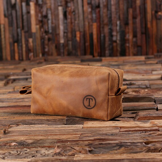 Personalized dopp kit leather on sale