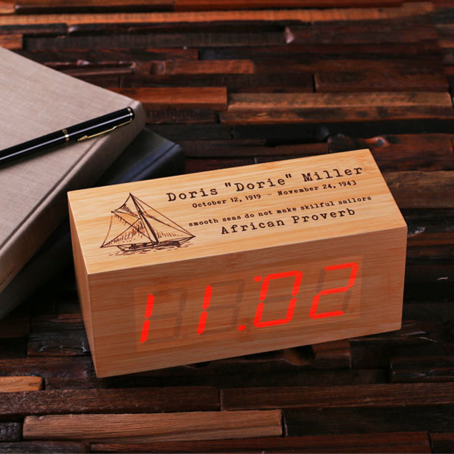 Engraved Personalized Digital Wood Alarm Clock Customized Etsy
