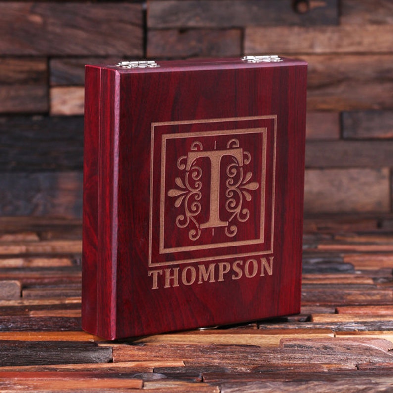 Personalized 5pc Wine Accessories Tool Kit Gift Set Engraved or Monogrammed on Wood Not Cheap Looking 024348 image 3