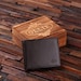 Personalized Monogrammed Engraved Genuine Leather Bifold Mens Wallet with Optional Wood Gift Box Groomsmen, Best Man, Father's Day Gift 