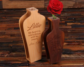 Vases Personalized Small and Large Beech Wood and Dark Walnut
