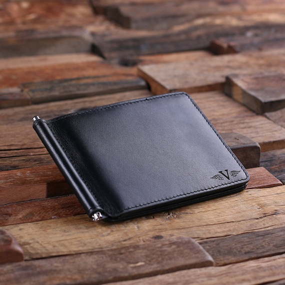 New-slim Fit Personalized Monogrammed Engraved Leather Bifold 