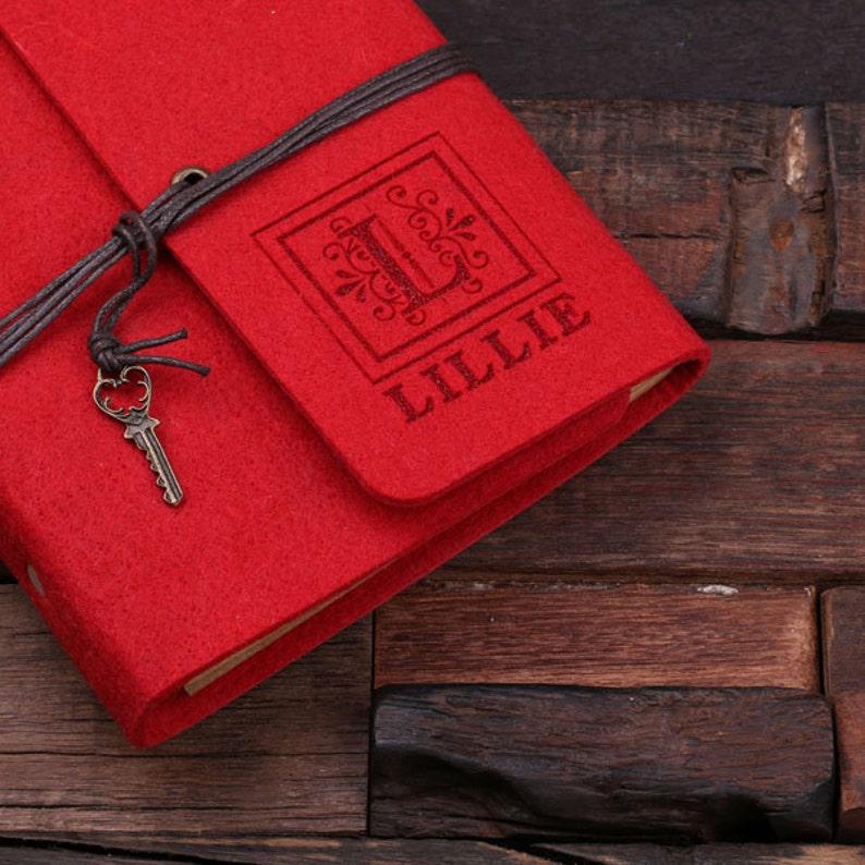 Ruby Red Notebook Monogrammed Personalized Ruby Red Valentine Felt Engraved Notebook ...