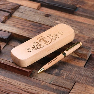 Personalized Wood Desktop Pen Set Engraved and Monogrammed Corporate Promotional Gift 025331 image 3