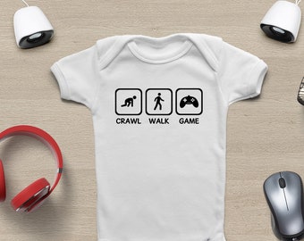 Gaming ONESIES ® Brand Bodysuits Crawl Walk Game, Gift for Gamer, Video Game Shirt, Cute Baby Onesie ®, Gamer Shirt, Video Gaming Onesie ®