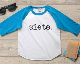 Siete 7th Birthday Shirt Siete Birthday Outfit 7th Birthday Shirt Boy 7th Birthday Party Gift 7th Birthday Girl 7 Year Old Birthday Gift