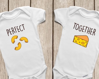 Mac and Cheese Perfect Together ONESIES ® or Baby T-Shirt Twin Onesies Best Friend Shirts Best Friends Forever Twins Baby Gifts