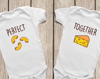 Mac and Cheese Perfect Together ONESIES ® or Baby T-Shirt Twin Onesies Best Friend Shirts Best Friends Forever Twins Baby Gifts