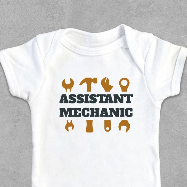 Assistant Mechanic ONESIES ® Brand Baby Bodysuits, Gift Idea for Mechanic Dad, Tools Onesie, Car Enthusiast Shirt, New Dad Gift Announcement