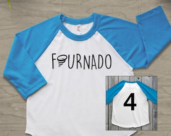 Fournado Four Year Old Boy Shirt, fournado fourth birthday boy, 4th Birthday Shirt, Fourth Birthday Girl Shirt, 4th Birthday Outfit