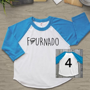 Fournado Four Year Old Boy Shirt, fournado fourth birthday boy, 4th Birthday Shirt, Fourth Birthday Girl Shirt, 4th Birthday Outfit image 1