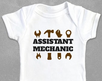 Assistant Mechanic ONESIES ® Brand Baby Bodysuits, Gift Idea for Mechanic Dad, Tools Onesie®, Car Enthusiast Shirt,New Dad Gift Announcement