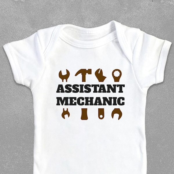 Assistant Mechanic ONESIES ® Brand Baby Bodysuits, Gift Idea for Mechanic Dad, Tools Onesie®, Car Enthusiast Shirt,New Dad Gift Announcement