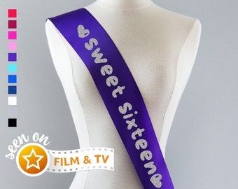 Sweet Sixteen Sash, Sweet 16 Party Sash, 16th Birthday Sash, Custom Birthday Sash, 16th Birthday Gift Girl, Birthday Party Decorations