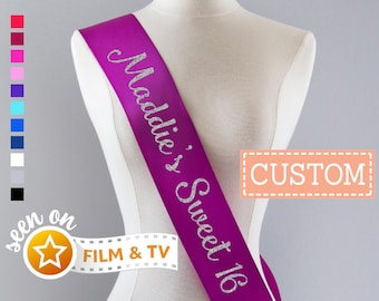 Sweet 16 Sash Personalized | Custom Sweet Sixteen Sash, 16th Birthday Sash, Sweet 16 Banner, Sweet Sixteen Gifts, Sweet 16 Party Decoration