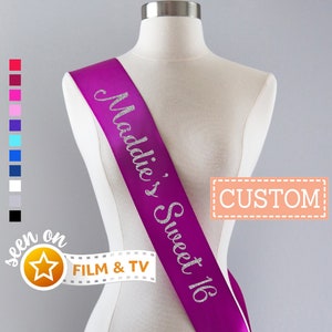 Sweet 16 Sash Personalized | Custom Sweet Sixteen Sash, 16th Birthday Sash, Sweet 16 Banner, Sweet Sixteen Gifts, Sweet 16 Party Decoration