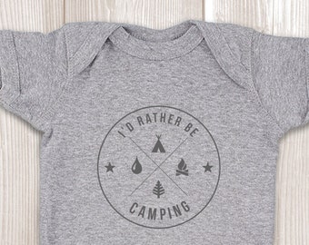 I'd Rather Be Camping ONESIES ® Brand Bodysuits Baby Bodysuit or Baby T-Shirt Camping Baby Shower Gift Baby Camping Shirt Cute Baby Clothes