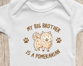 Pomeranian ONESIES ® Brand Baby Bodysuit, My Big Brother, Funny Dog Lover Baby Clothes, Baby Boy, Baby Girl Bodysuit, Baby Shower Gift