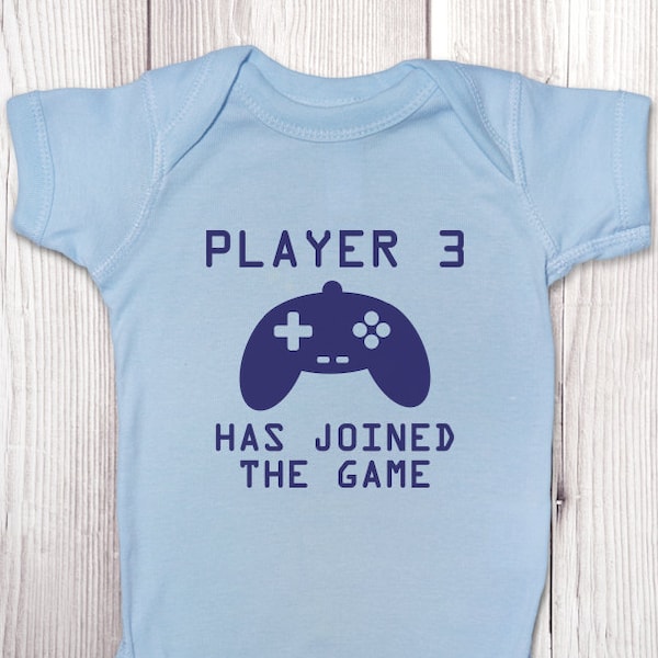 Gifts for Gamers Player 3 Has Joined the Game ONESIES ® Brand Bodysuits Baby Bodysuit or T-Shirt Newborn Coming Home Outfit Baby Shower Gift