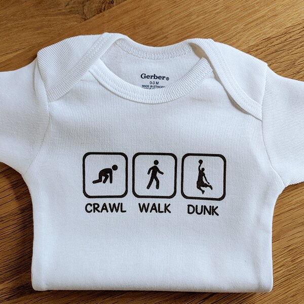 Basketball ONESIES ® Brand Bodysuits Baby Bodysuit Crawl Walk Dunk Basketball Baby Toddler T-Shirt Cute Baby Clothes Baby Shower Gift