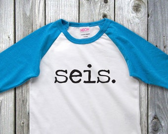 Seis 6th Birthday Shirt Raglan Shirt Sixth Birthday Outfit 6th Birthday Shirt 6th Birthday Party Gift 6th Birthday Boy Seis Birthday Party