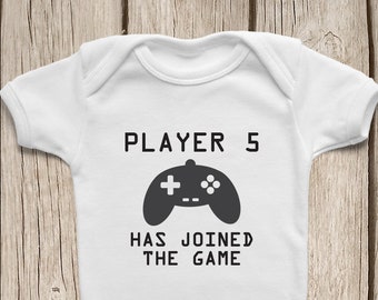 Player 5 Has Joined the Game ONESIES ® Brand Bodysuits Baby Bodysuit or Baby T-Shirt Newborn Coming Home Outfit Baby Shower Gift