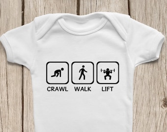 Weight Lifter ONESIES ® Brand Bodysuits, Crawl Walk Lift, Weight lifting fan