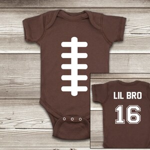 Football ONESIES ® Brand Bodysuits Baby Bodysuit Little Brother Lil Bro Baby Announcement Shirt Newborn Boy Coming Home Outfit