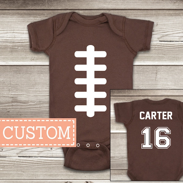 Football ONESIES ® Brand Baby Bodysuit Personalized with Name and Number on the Back Personalized Football Shirts Custom Football Jersey