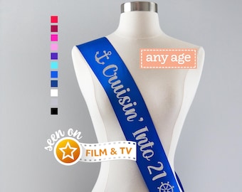 Cruisin' Into 21 Sash | 21st Birthday Cruise Sash, Cruise Party, Cruise Birthday Ideas, Nautical Birthday Decorations, Anchor Birthday Props