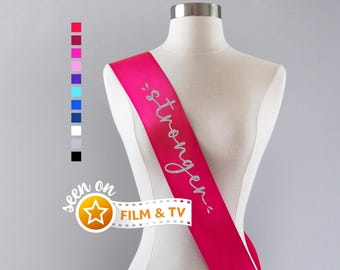 Stronger Cancer Survivor Sash, Cancer Survivor Gift, Cancer Fighter Sash, Custom Personalized Cancer Sash, Cancer Remission Celebration