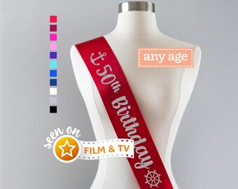 50th Birthday Sash | 50th Birthday Party, 50th Birthday Gift Idea for Women, 50th Birthday Accessory, 50th Birthday Decor, Custom Sash