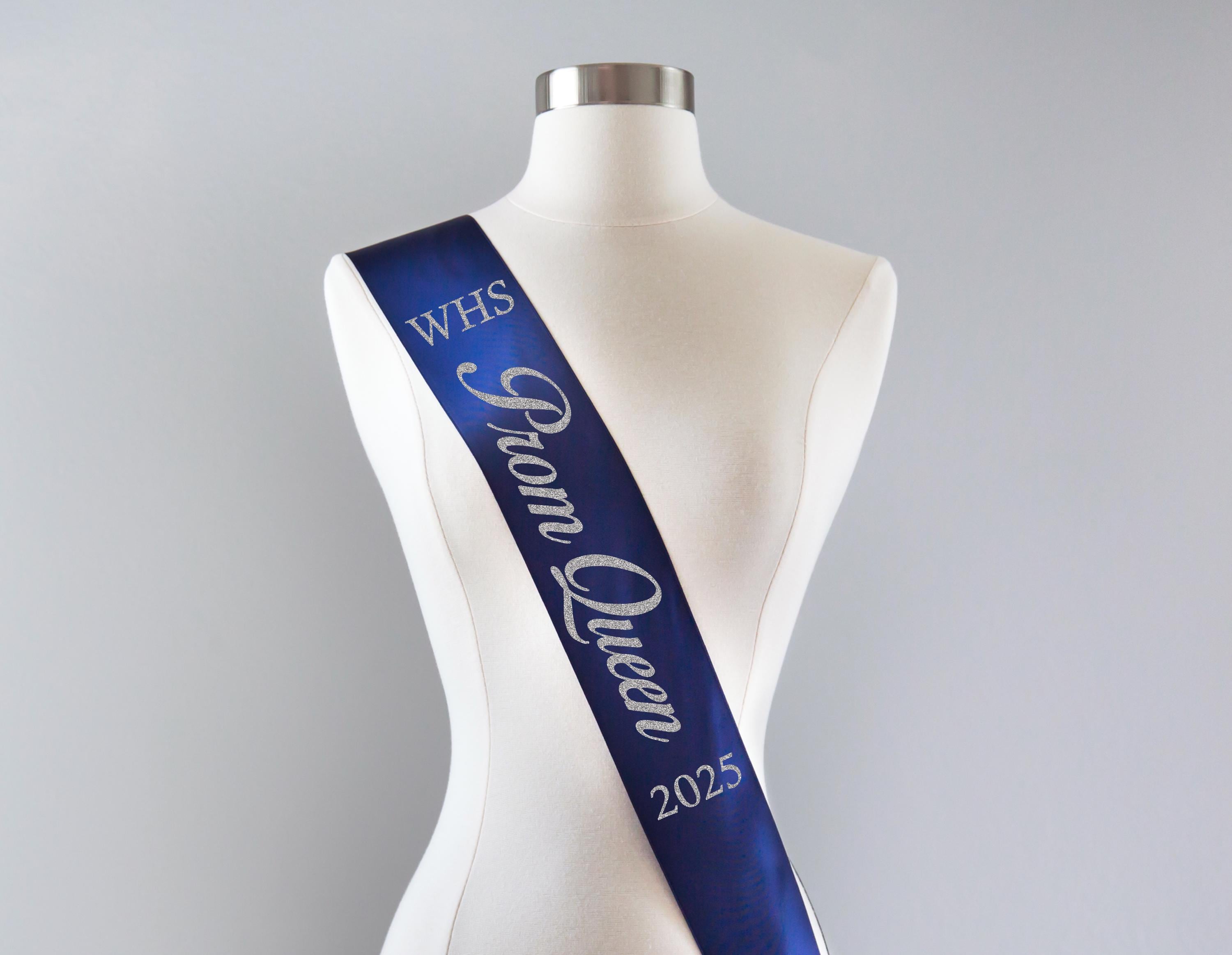 RibbonsNow Homecoming Court Sashes - Bulk Pack Of 12, White Satin With Gold Print, 3"x72"