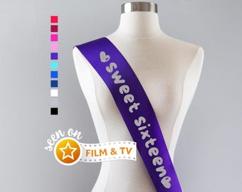 Sweet Sixteen Sash, Sweet 16 Party Sash, 16th Birthday Sash, Custom Birthday Sash, 16th Birthday Gift Girl, Birthday Party Decorations