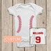 Baseball ONESIES ® Brand Baby Bodysuits Personalized with Name and Number on the Back or Baby T-Shirt Custom Baseball Shirt 