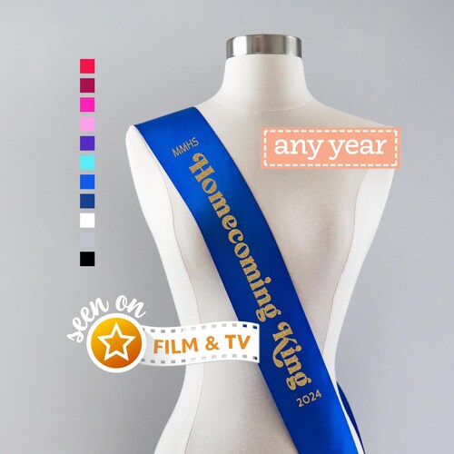 Homecoming King Sash | Custom Homecoming Sash Personalized Home coming King Sash Homecoming Court School Dance Sash School Spirit Sash