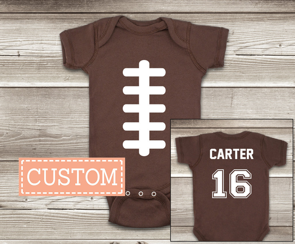 Football ONESIES ® Brand Baby Bodysuit Personalized With Name Etsy