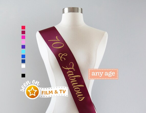 70 & Fabulous Sash | 70th Birthday Sash 70th Birthday Party 70th Birthday Gift Idea Women Custom Sash Cheers to 70 Years Young Sensational